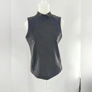 J Crew 365 Mock Neck Sleeveless Top Small Dark Charcoal Gray Business Casual